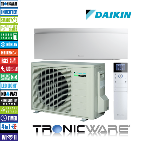Daikin Inverter, Emura 3, Wandgerät, FTXJ25AW + RXJ25A  9000 BTU 2,5 kW