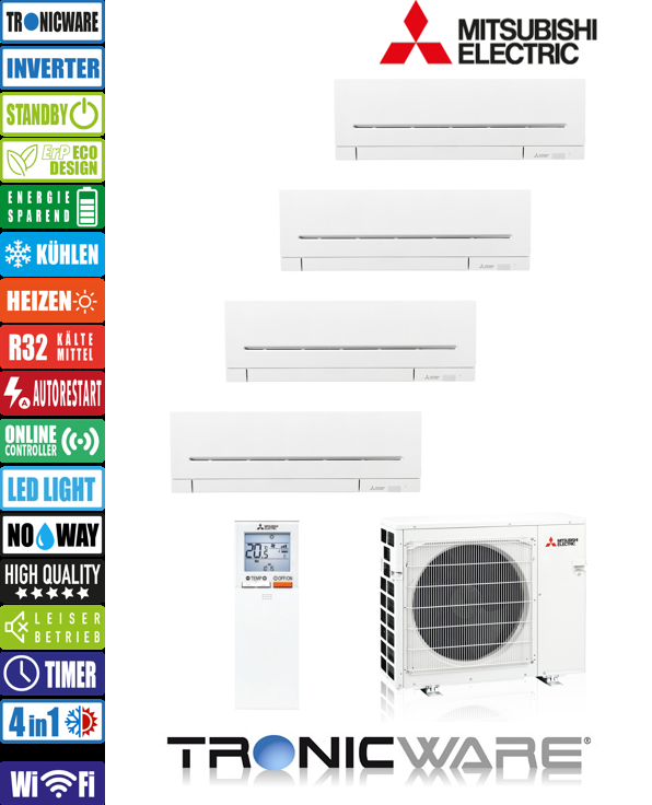 Mitsubishi Inverter, Kompakt, Wandgeräte, MSZ-AP35 VG + MSZ-AP35 VG + MSZ-AP35 VG + MSZ-AP35 VG + MXZ-5F102 VF3