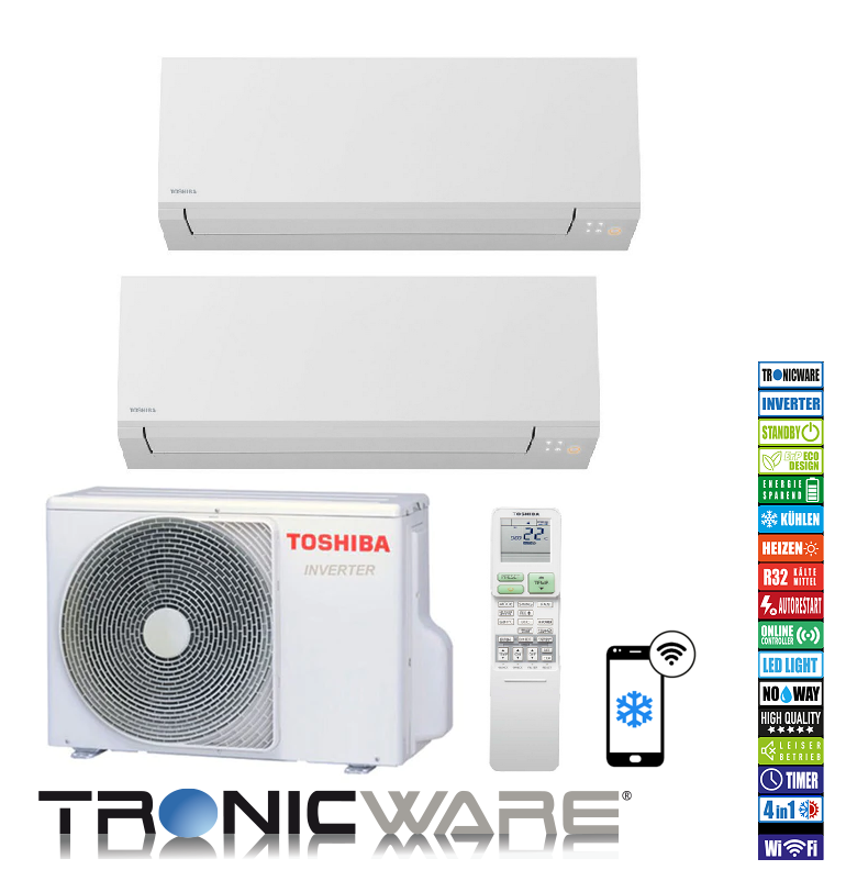 Toshiba Multisplit Klimaanlage für 2 Räume  2,0 kW - 5,0 kW