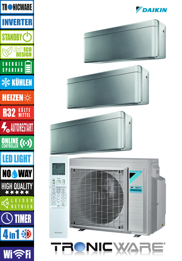 Daikin Inverter, Stylish, Multisplit-Anwendung Wandgerät, FTXA35BS + FTXA25BS + FTXA20BS + 3MXM68A