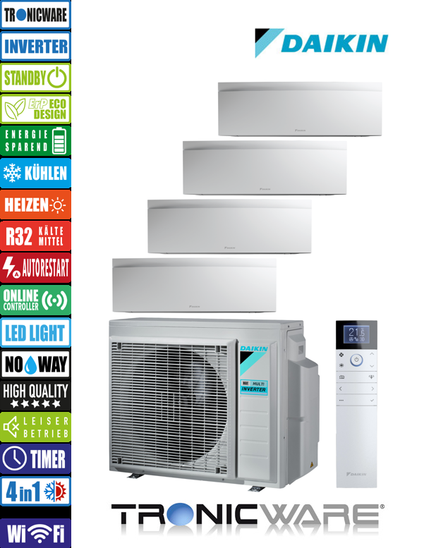 Daikin Inverter, Emura 3, Multisplit-Anwendung Wandgerät, FTXJ35AW + FTXJ35AW + FTXJ25AW + FTXJ25AW + 4MXM80A