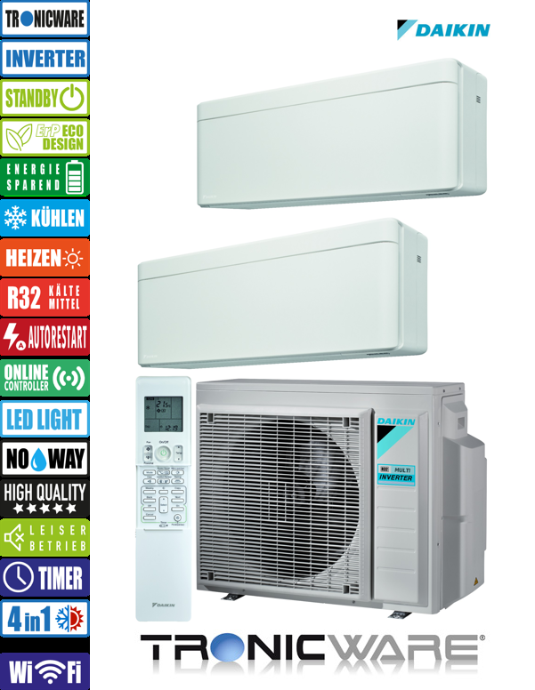Daikin Inverter, Stylish, Multisplit-Anwendung Wandgerät, FTXA50AW + FTXA50AW + 5MXM90A