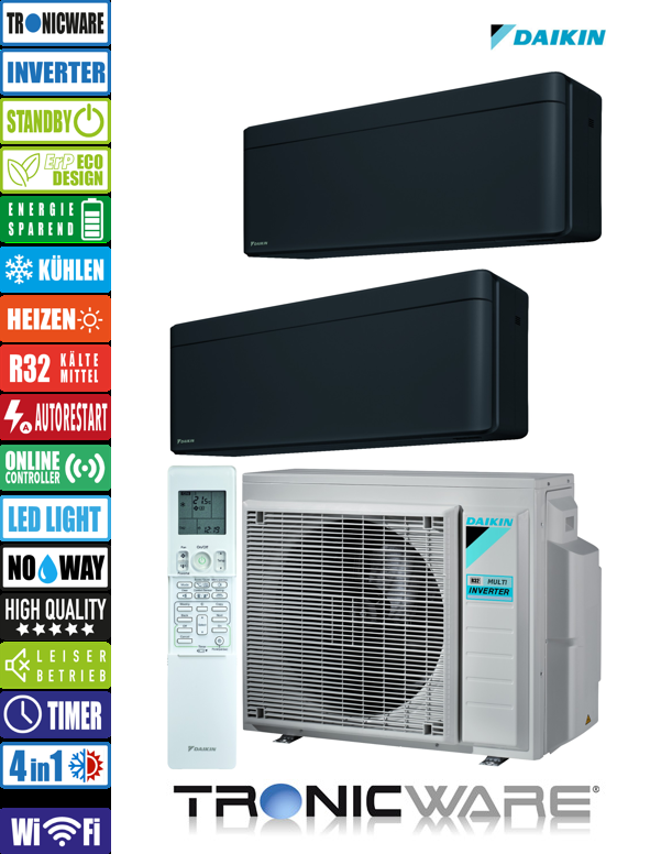 Daikin Inverter, Stylish, Multisplit-Anwendung Wandgerät, FTXA50BB + FTXA50BB + 5MXM90A