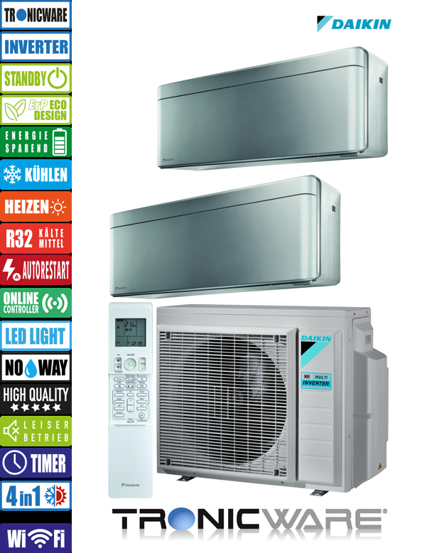 Daikin Inverter, Stylish, Multisplit-Anwendung Wandgerät, FTXA50BS + FTXA50BS + 5MXM90N9