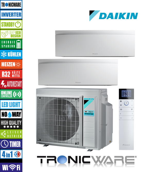 Daikin Inverter, Emura 3, Multisplit-Anwendung Wandgerät, FTXJ50AW + FTXJ50AW + 5MXM90A