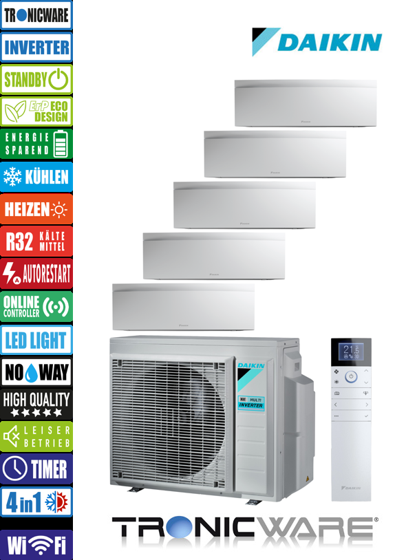 Daikin Inverter, Emura 3, Multisplit-Anwendung Wandgerät, FTXJ25AW + FTXJ25AW + FTXJ25AW + FTXJ25AW + FTXJ25AW + 5MXM90A
