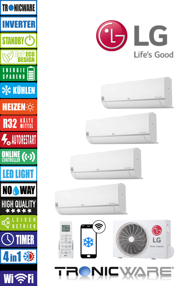 LG Inverter, Standard Plus, Wandgeräte, PC18SQ NSK + PC09 NSJ + PC12 NSJ + PC12 NSJ + MU5M40 U42