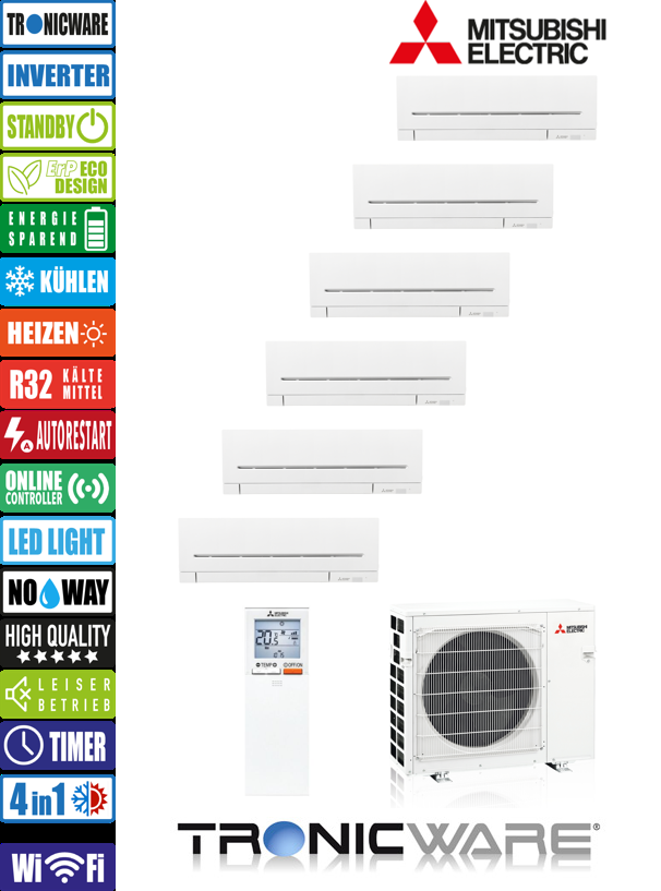 Mitsubishi Inverter, Kompakt, Wandgeräte, MSZ-AP20 VG + MSZ-AP20 VG + MSZ-AP20 VG + MSZ-AP20 VG + MSZ-AP20 VG + MSZ-AP20 VG + MXZ-6F122 VF3