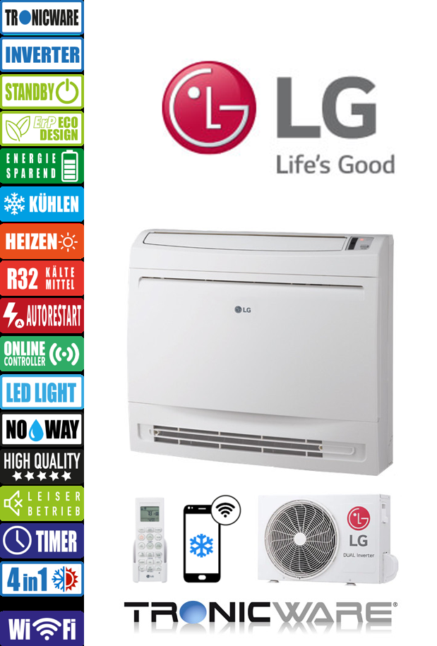 LG Inverter, Konsolen, Truhengerät, UQ18F NA0 + UUB1 U20 5,0 kW 18000 BTU