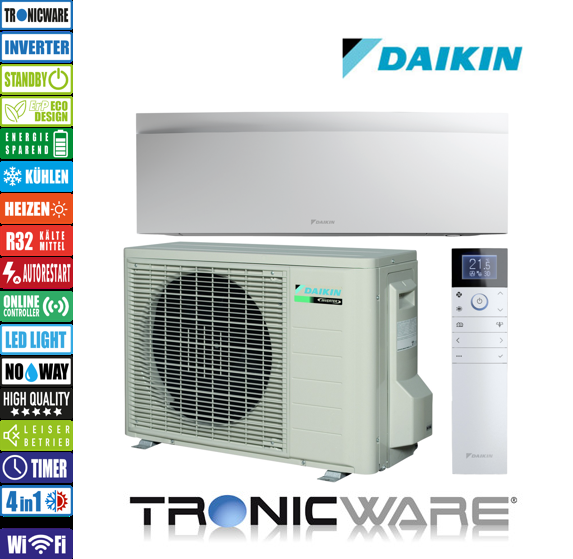 inkl. Montage Daikin Inverter Klimaanlage, Emura 3, Wandgeräte, FTXJ Serie von 2,0 kW - 5,0 kW in allen Farben
