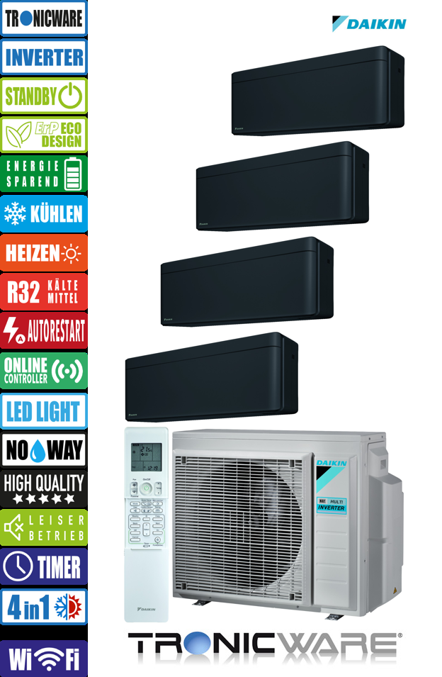 Daikin Inverter, Stylish, Multisplit-Anwendung Wandgerät, FTXA35BB + FTXA35BB + FTXA25BB + FTXA25BB + 4MXM80A