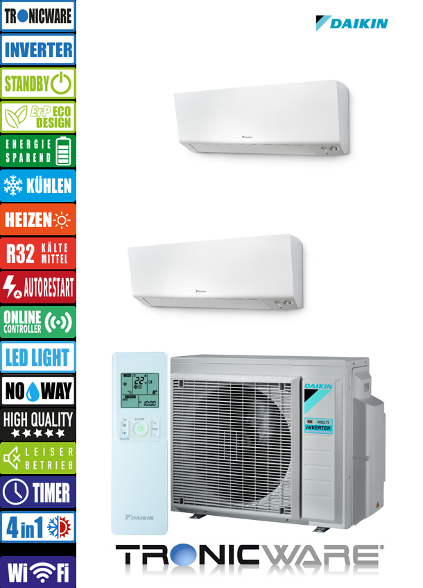 Daikin Inverter, Perfera, Multisplit-Anwendung Wandgerät, FTXM50R + FTXM50R + 4MXM80A