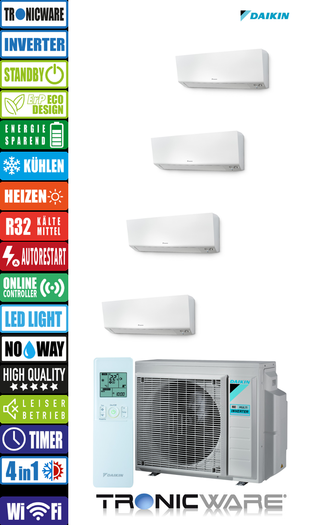 Daikin Inverter, Perfera, Multisplit-Anwendung Wandgerät, FTXM50R + FTXM35R + FTXM25R + FTXM25R + 4MXM80A