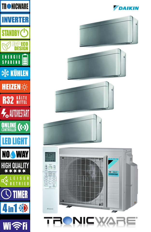 Daikin Inverter, Stylish, Multisplit-Anwendung Wandgerät, FTXA50BS + FTXA50BS + FTXA25BS + FTXA25BS + 5MXM90A