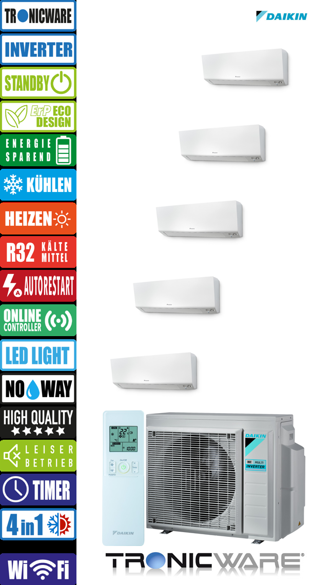 Daikin Inverter, Perfera, Multisplit-Anwendung Wandgerät, FTXM50R + FTXM20R + FTXM20R + FTXM20R + FTXM20R + 5MXM90A
